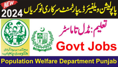 Population Welfare Department Punjab Govt Jobs 2024