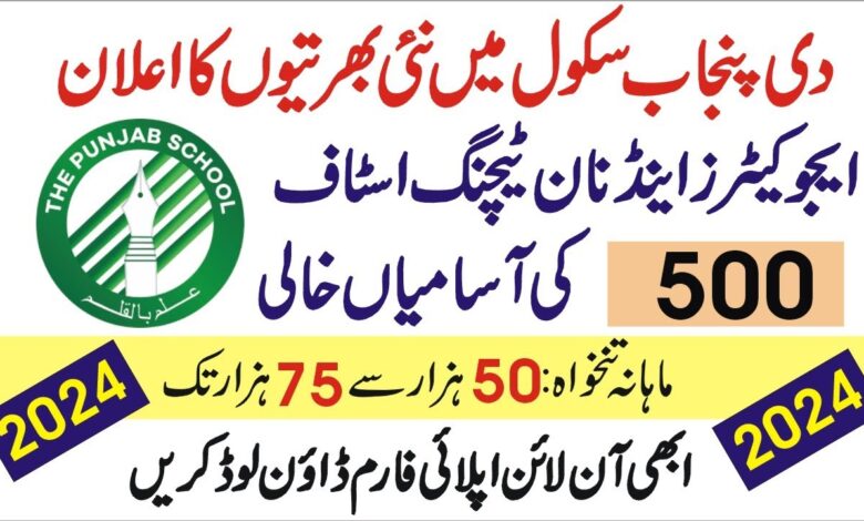 The Punjab School Jobs 2024 Online Apply